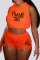 Orange Fashion Casual Letter Print Basic Hooded Collar Sleeveless Two Pieces