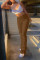 Coffee Fashion Casual Regular Solid Trousers