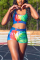 Colorful Fashion Print Vest Shorts Sports Set