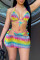 Rainbow Color Fashion Sexy Print Backless Strap Design Swimwears