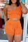 Orange Sexy Casual Solid Backless One Shoulder Sleeveless Two Pieces