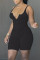 Black Sexy Casual Solid Backless V Neck Sleeveless Two Pieces