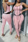 Pink Sexy Sportswear Solid Split Joint Backless U Neck Skinny Jumpsuits