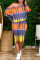 Orange Fashion Casual Print Basic Oblique Collar Long Sleeve Two Pieces