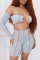 Grey Street Solid Bandage Strapless Long Sleeve Two Pieces