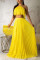 Yellow Fashion Sexy Sleeveless Skirt Two-piece Set
