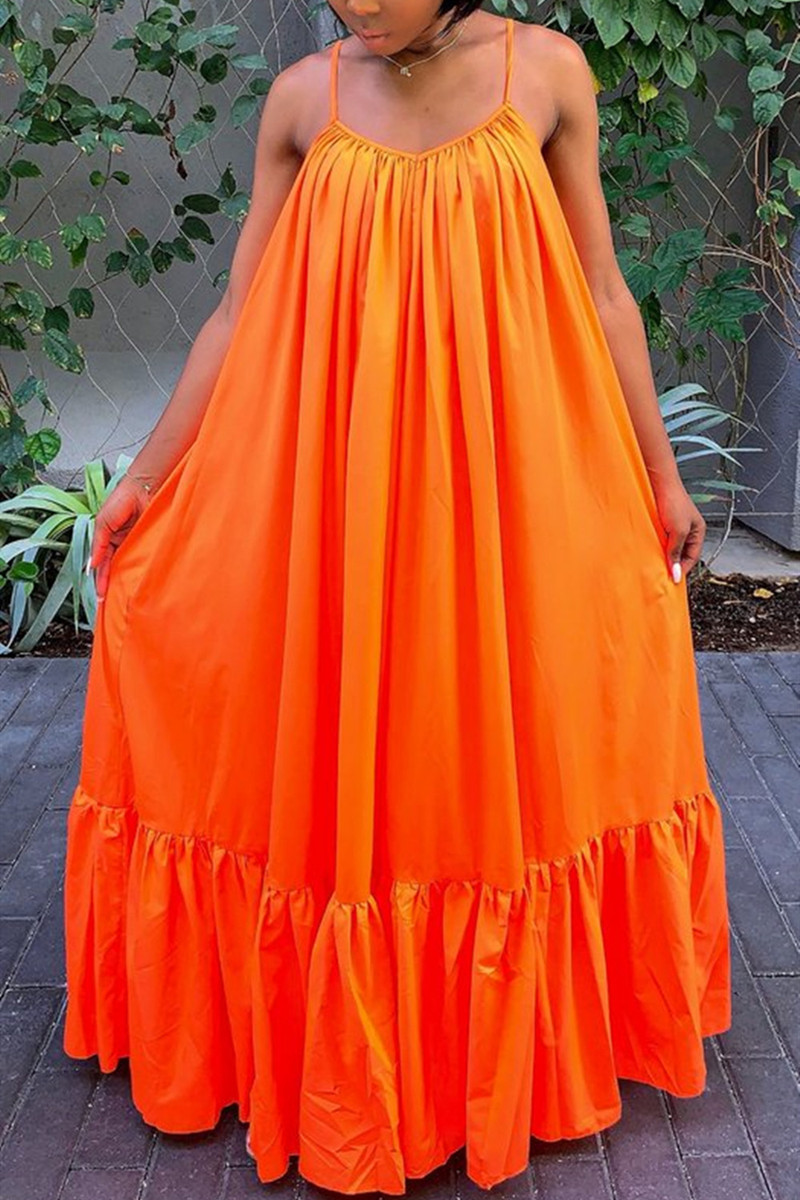 Sexy Fashion Sleeveless Orange Dress