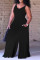 Black Sexy Casual Solid Backless V Neck Regular Sleeveless Jumpsuits