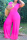 Rose Red Fashion Casual Short Sleeve Plus Size Jumpsuit