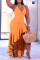 Yellow Fashion Sexy Solid Backless Halter Irregular Dress