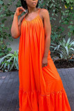 Orange Sexy Fashion Sleeveless Dress