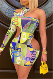 Yellow Sexy Letter Hollowed Out O Neck Long Sleeve Dresses