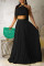 Black Fashion Sexy Sleeveless Skirt Two-piece Set