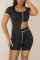 Black Fashion Casual Solid Patchwork Asymmetrical O Neck Short Sleeve Two Pieces