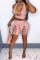 Pink Fashion Sexy Solid Hollowed Out Backless Halter Skinny Two-piece Set