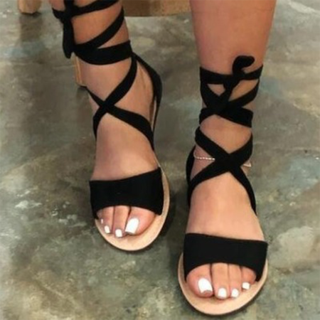 Black Sexy Street Hollowed Out Patchwork Opend Out Door Shoes