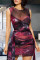 Purple Fashion Sexy Print Split Joint O Neck Sleeveless Dress