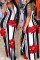 Red Fashion Casual Print Basic U Neck Vest Dress