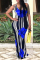 Blue Fashion Casual Print Basic U Neck Vest Dress