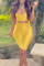 Yellow Sexy Casual Solid Hollowed Out U Neck Skinny Romper