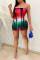 Red Fashion Sexy Print Backless Strapless Skinny Romper