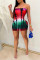Red Fashion Sexy Print Backless Strapless Skinny Romper