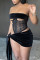 Burgundy Fashion Sexy Patchwork Solid Hollowed Out See-through Strapless Sleeveless Two Pieces
