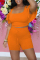 Orange Fashion Casual Solid Flounce U Neck Short Sleeve Two Pieces
