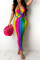 Colour Fashion Sexy Print Hollowed Out Backless Spaghetti Strap Sleeveless Dress