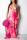 Pink Casual Off The Shoulder Sleeveless Slip Swagger Floor-Length Print Patchwork