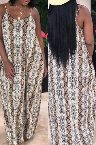 serpentine Casual Off The Shoulder Sleeveless Slip Swagger Floor-Length Print Patchwork