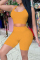 Orange Fashion Casual Solid Vests U Neck Sleeveless Two Pieces
