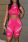 Rose Red Casual Sportswear Print Vests O Neck Sleeveless Two Pieces