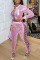 Pink Casual Print Bandage Sequins O Neck Long Sleeve Two Pieces