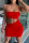 Red Sexy Solid Hollowed Out Spaghetti Strap Pencil Skirt Dresses