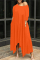 Orange Fashion Solid Asymmetrical Oblique Collar Long Dresses