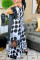 Black Fashion Casual Print Split Joint See-through O Neck Short Sleeve Dress