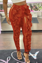 OrangeRed Fashion Sexy Wooden Ear Trousers