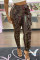 Brown Fashion Sexy Wooden Ear Trousers