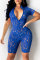 Blue Sexy Solid Patchwork Zipper Collar Skinny Jumpsuits