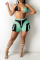 Green Sexy Patchwork Backless Halter Sleeveless Two Pieces