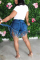 Blue Fashion Sexy Mid Waist Tassel Denim Shorts