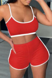 Tangerine Red Sportswear Solid Patchwork U Neck Sleeveless Two Pieces