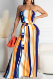 Orange Sexy Print With Belt Strapless Dresses