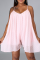 Pink Sexy Solid Mesh Spaghetti Strap Loose Jumpsuits