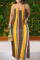 Yellow Sexy Print Pocket Spaghetti Strap Straight Plus Size Dresses