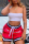 Red Fashion Casual Letter Print Split Joint Regular Mid Waist Shorts