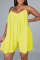 Yellow Sexy Solid Mesh Spaghetti Strap Loose Jumpsuits