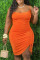 Tangerine Red Daily Solid U Neck A Line Dresses