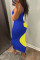 Yellow Fashion Sexy Patchwork Hollowed Out Backless V Neck Sling Dress